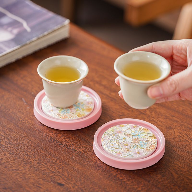 Pink Ceramic Tea Cup Mat Heat  - Ceramic Tile Blank ulasan dan harga
